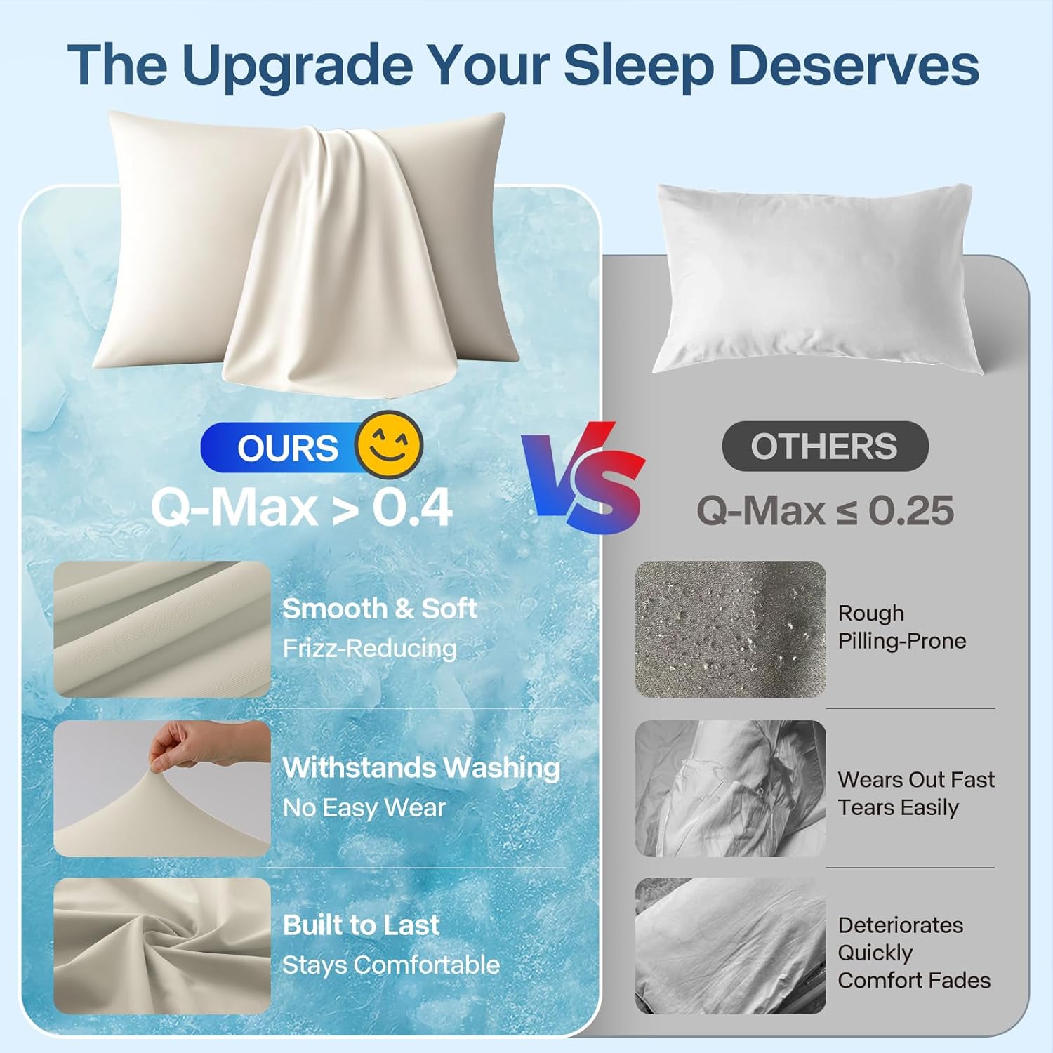 Premium Cooling Pillowcases Queen Size Set of 2 for Hot Sleeper&Night Sweats Beauty Sleep Reduces Wrinkles&Frizz Softer Than Silk Pillow Cover Oeko-TEX Certified Champagne Breathable - Image 5
