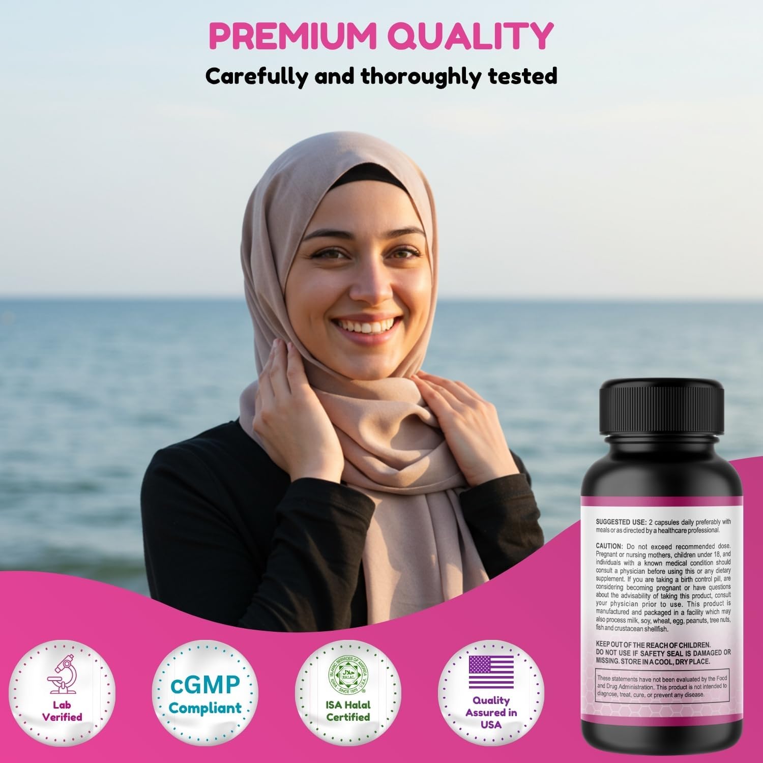 SHIFAA NUTRITION Hormones Balance & Menopause Supplements for Women, Menopause Relief - Support for Hot Flashes, Mood Swings w/Black Cohosh & Red Clover Halal Vitamins, 30 Servings - Image 5
