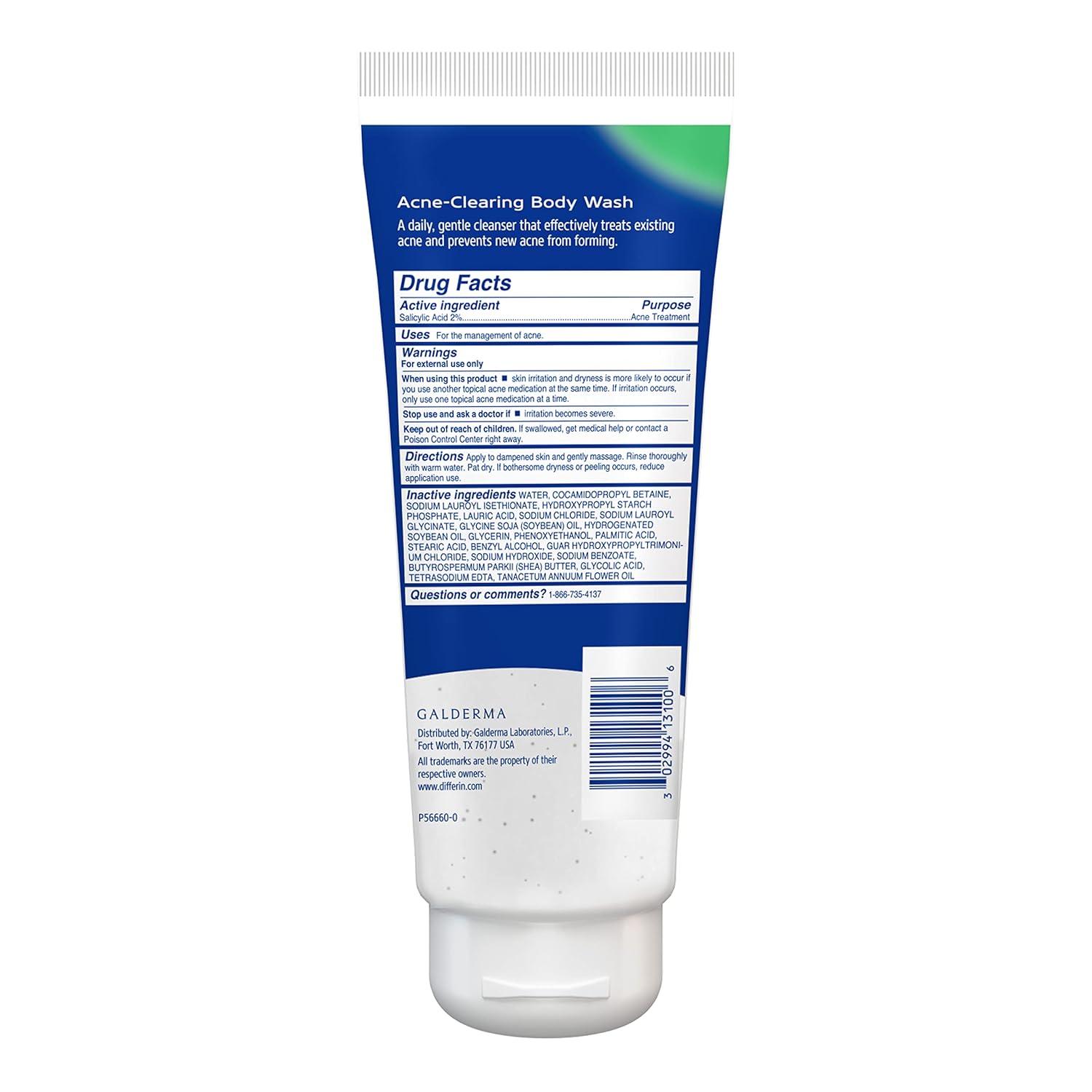 Differin Acne Body Wash by the makers of Differin Gel, Acne Treatment Cleanser with Salicylic Acid, Cream to Lather Formula for Back, Chest, Shoulders, 10 Oz. - Image 6