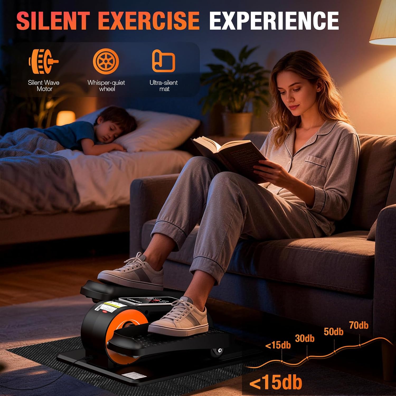 Under Desk Elliptical Machine, Electric Elliptical Leg Exerciser for Senior, Quiet and Compact Electric Seated Pedal Exerciser for Home with Monitor, Remote Control and 12 Adjustable Speeds - Image 6