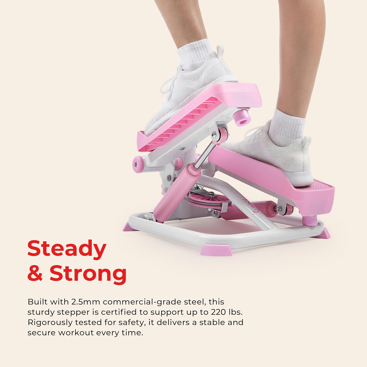 Sunny Health & Fitness Mini Steppers with Digital Monitor and Resistance Bands, Compact Low-Impact Cardio Machines for Home Workouts - Image 4