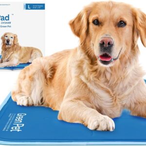 The Green Pet Shop Cool Pet Pad - Large, Blue - Self-Cooling, Pressure Activated Mat for Dogs & Cats from 46-80 lbs - Non-Toxic Gel, No Water Needed