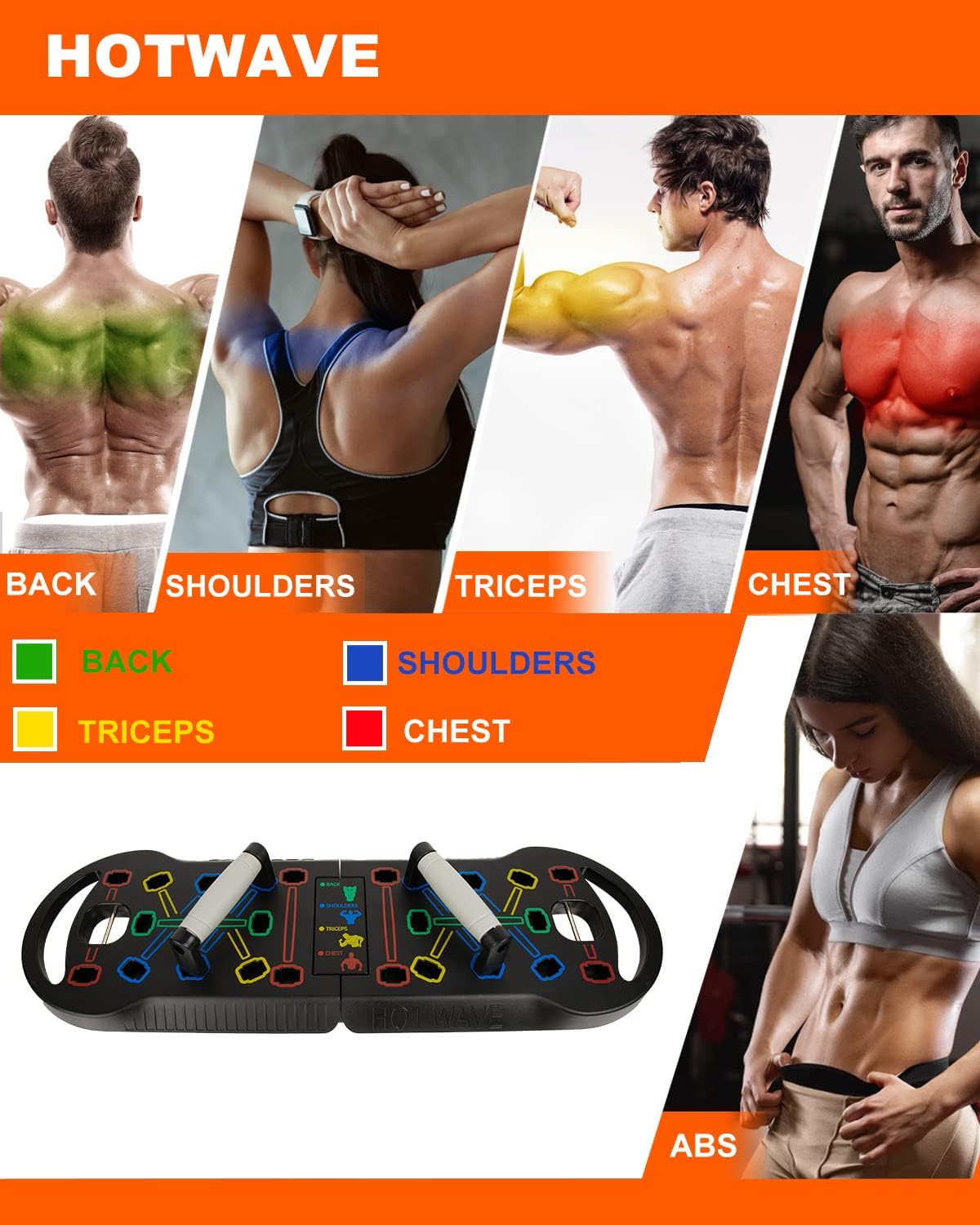 HOTWAVE Push Up Board Fitness, Portable Foldable 20 in 1 Push Up Bar at Home Gym, Pushup Handles for Floor. Professional Strength Training Equipment For Man and Women - Image 2