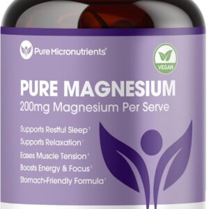 Pure Magnesium Glycinate Supplement – Highly Absorbable Chelated Magnesium to Support Sleep, Muscle & Nerve Health, Energy, Relaxation & Bone Health – 200mg Per Serving, 180 Capsules