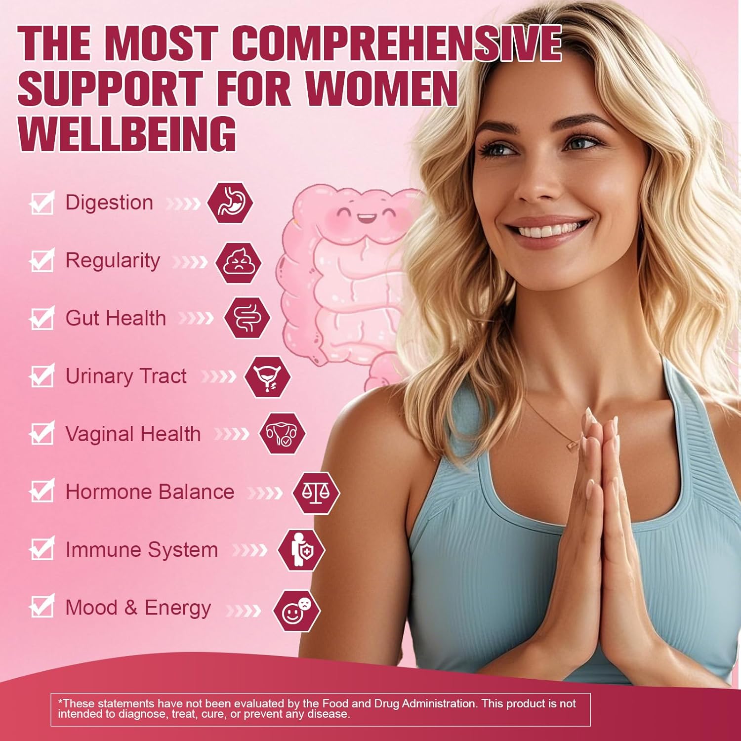 Totaria Probiotics for Women, 120 Billion Women Probiotic, with Akkermansia, Digestive Enzymes & Prebiotics, Cranberry, D-Mannose, for Gut, Vaginal, Urinary, Immune, PH Balance, 120 Vegan Capules - Image 2