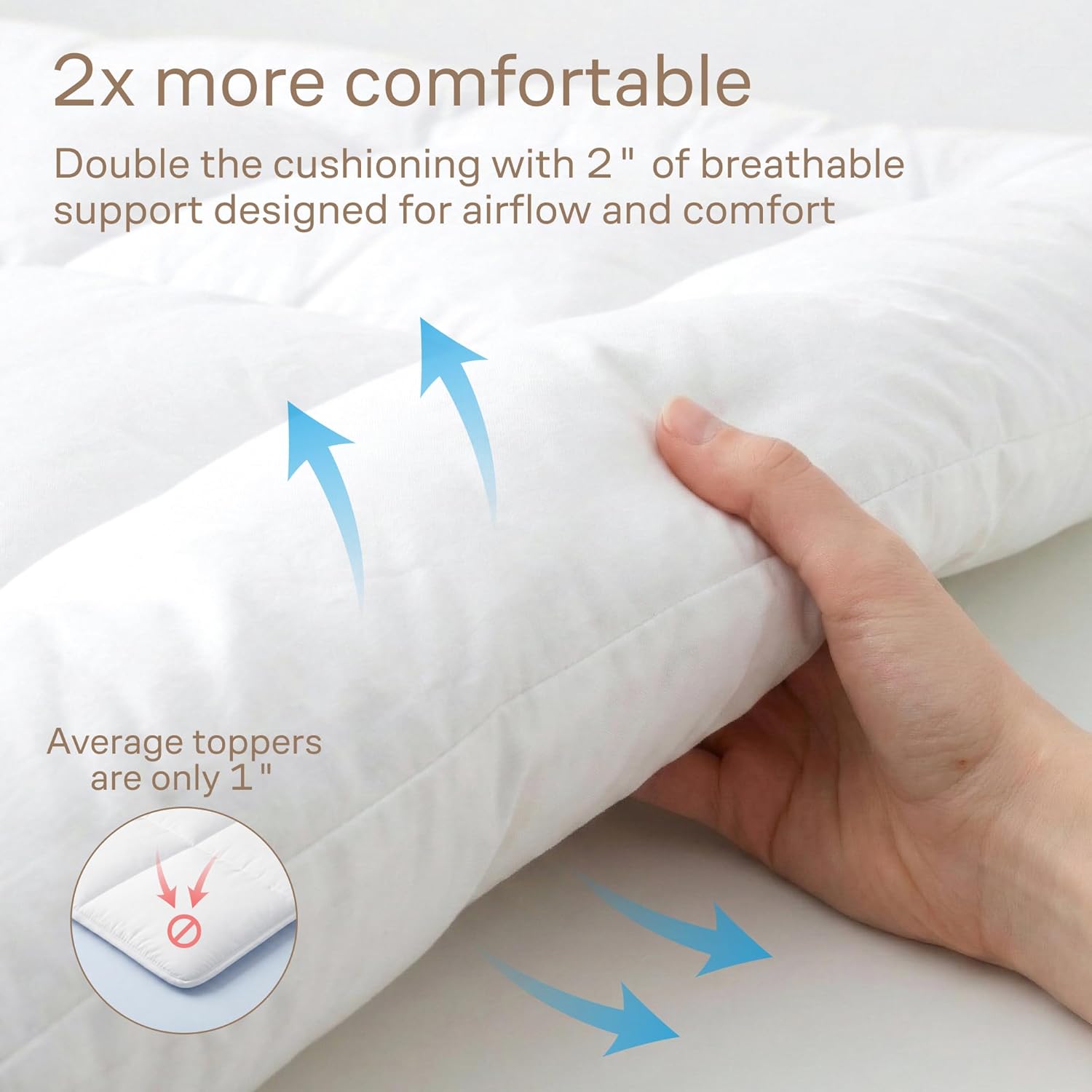 Ultra Soft Queen Mattress Topper - Cloud-Like Mattress Pad for Full Back Support - Breathable Cooling Material for Hot Sleepers, White - Image 4