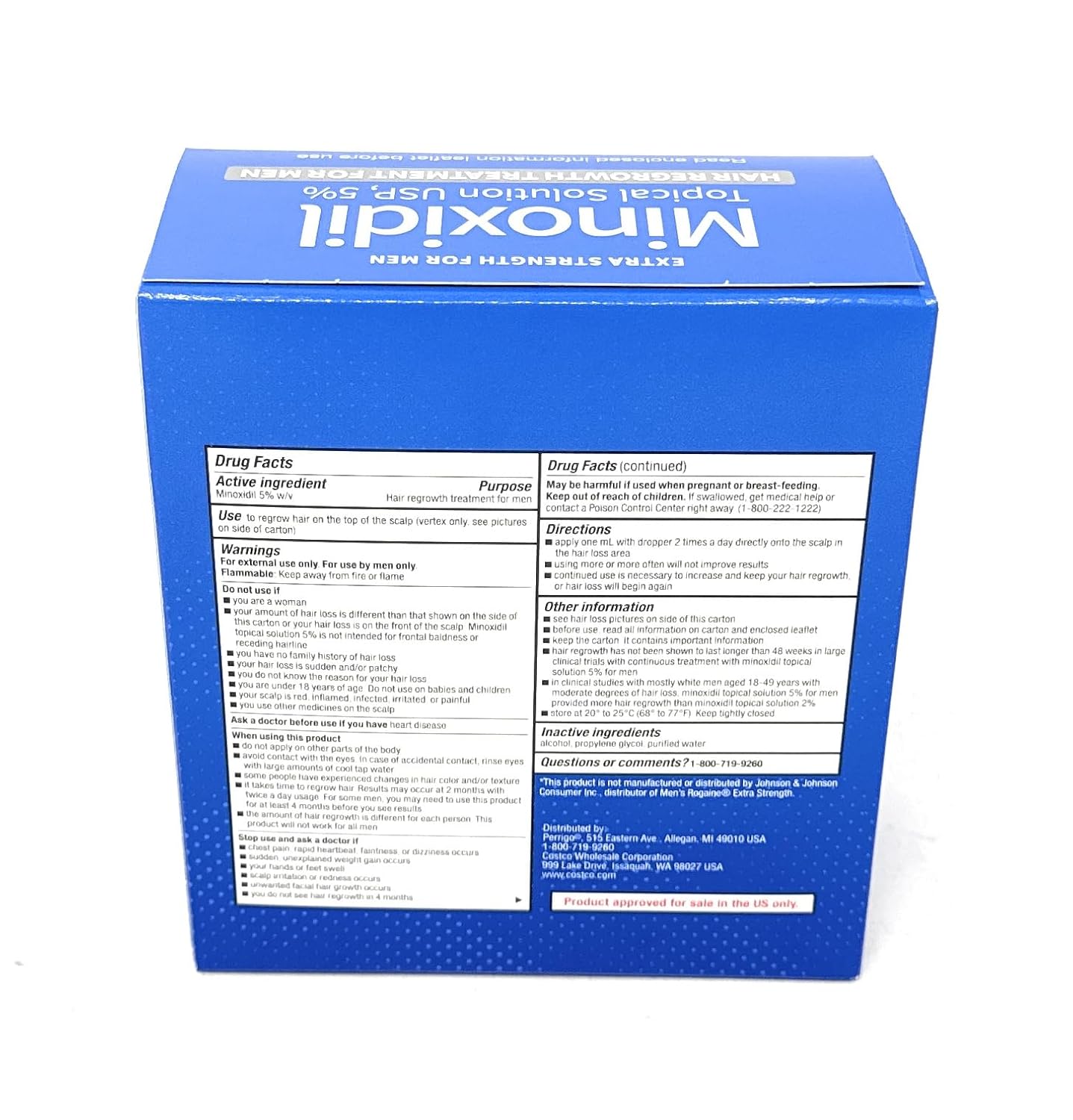 Kirkland Signature Minoxidil Topical Solution USP 5%, Extra Strength Hair Regrowth Treatment for Men, 6 Months Supply - Image 3