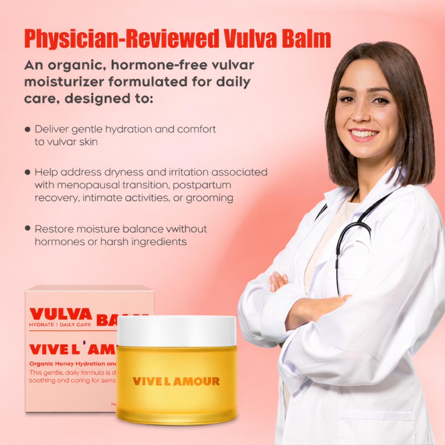 Vive L'Amour Organic Vulva Balm – External Intimate Moisturizing Care for Dry, Sensitive Skin During Menopause & Hormonal Changes – Hormone-Free Comfort Balm – 2 oz - Image 5