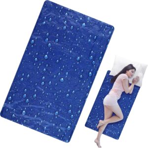 Drydiet Cooling Pad Mat for Sleep Cooling Mattress Pad Gel for Bed, Relieve Pain, Summer Hot Flashes, Adult, Pets, No Water or Electricity Required(Plain,Dark Blue,48 x 28 Inch)