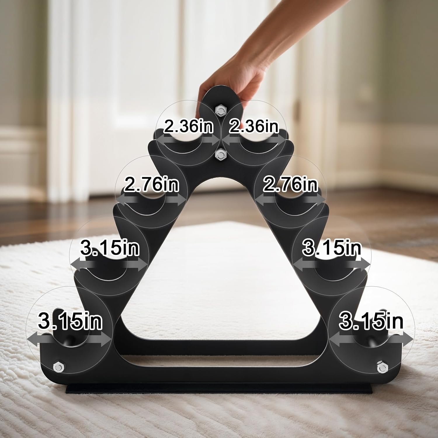 4-Tier Dumbbell Rack for 1-15 lb Weights, Holds 5 Pairs Space-Saving Sturdy A-Frame Stand for Home Gym, Weight Rack for Women's Dumbbell Set (Dumbbell Rack Stand Only) - Image 6