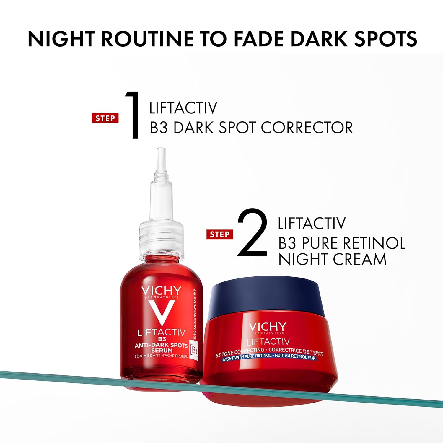 VICHY Liftactiv B3 Tone Correcting Night Cream, 4% Niacinamide + 0.15% Pure Retinol, Anti Aging Face Cream Evens Skin Tone, Fade Dark Spots & Smooth Wrinkles, Formula Minimizes Risk Of Irritation - Image 8