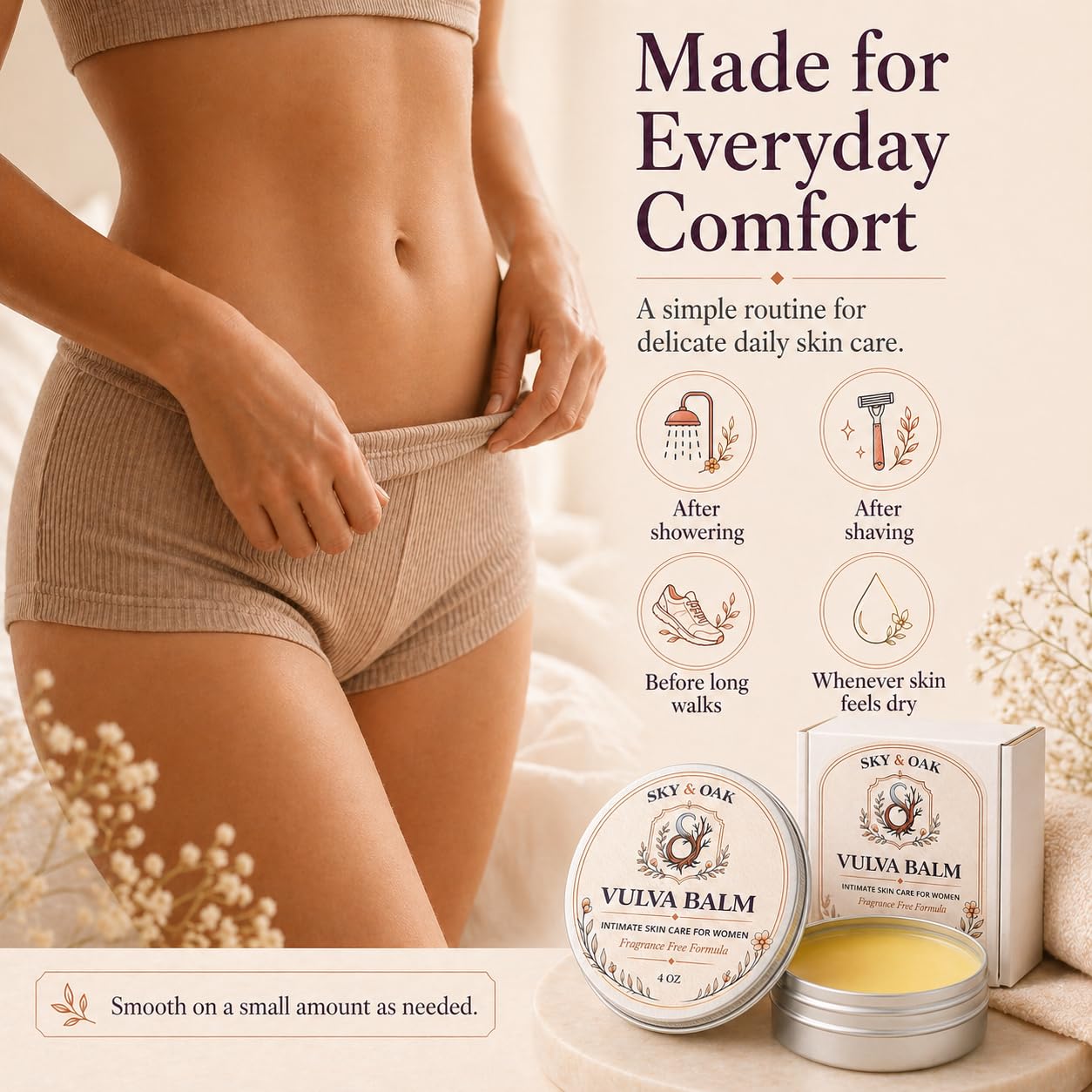 Vulva Balm for Women – Premium Intimate Skin Care, Fragrance Free Vaginal Moisturizer, Soothes Dryness, Itching & Irritation, 4 oz Full Size - Image 4