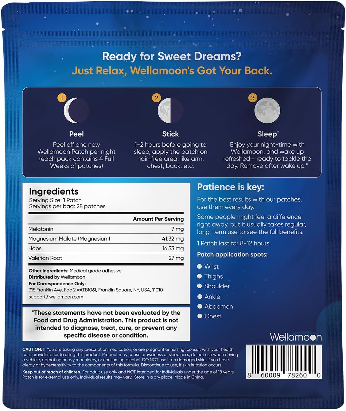 Wellamoon Original Sleep Patches for Adults Extra Strength | Easy-to-Apply Sleep Patch with Melatonin & Valerian | Relax & Wake Up Refreshed | Long-Lasting Night Comfort for Men & Women | 28 Patches - Image 2