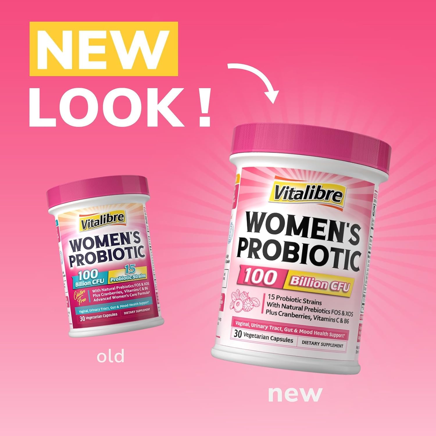 Vitalibre Probiotics for Women 100 Billion CFU 15 Strains, Daily Probiotic & Prebiotic Supplement with Organic Cranberry to Support Vaginal, Digestive, Immune Health, Shelf Stable, 30 Vegan Capsules - Image 6