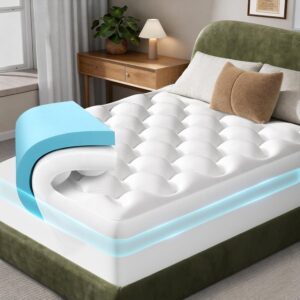 OhGeni Mattress Topper Pad, White, Queen, 4 Inch Dual Layer, 2 Inch Gel Memory Foam, 2 Inch Soft Pillow Top Pad