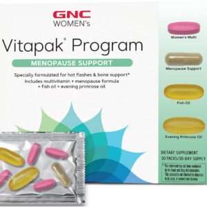 GNC Women’s Menopause Support Vitapak Program, Complete Nutrition 4 Products in 1, Hot Flash Support, Hormonal Balance, Black Cohosh, Evening Primrose Oil, 30 Daily Packs