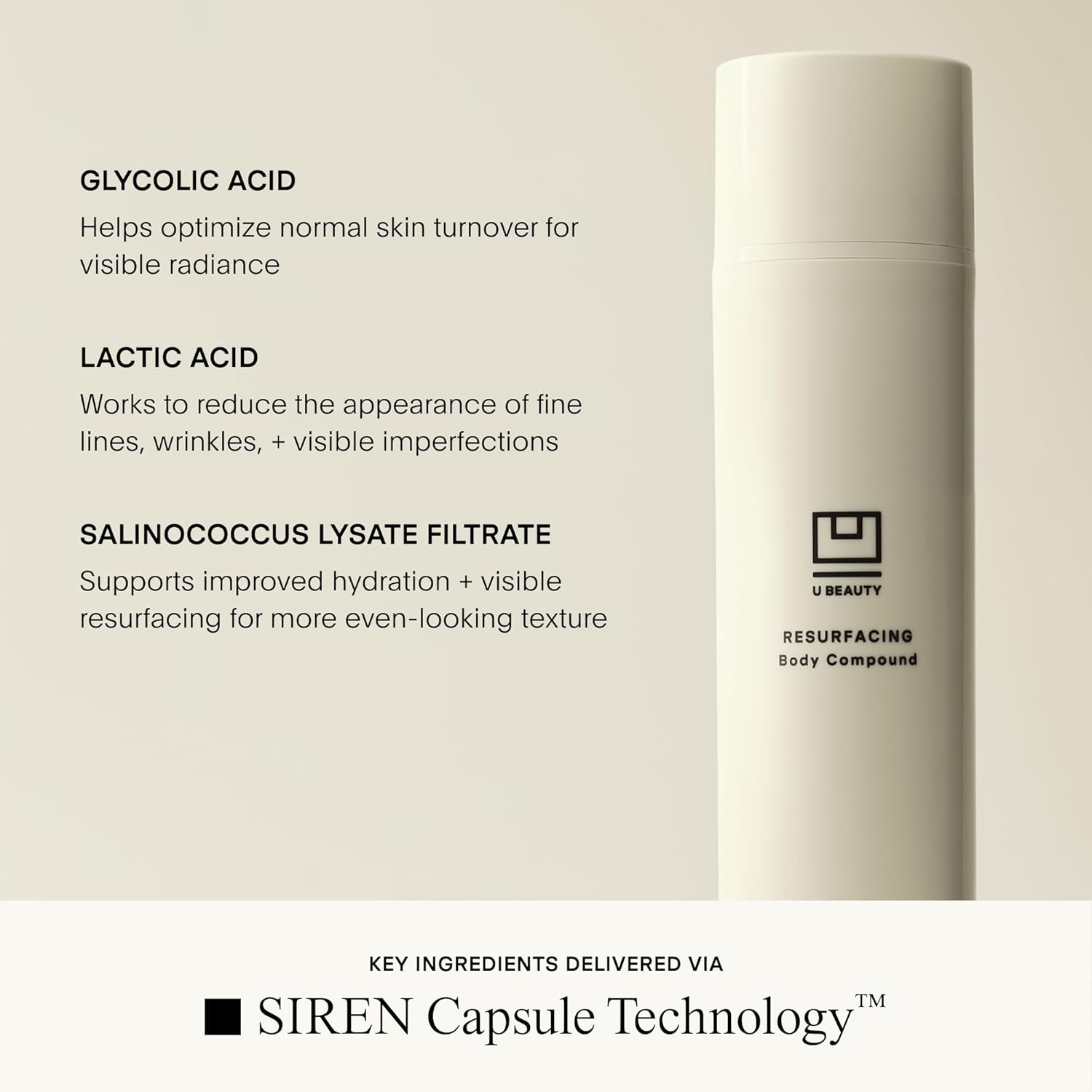 U Beauty Resurfacing Body Compound - Firming AHA & Retinol Serum, Phytic, Lactic & Glycolic Acids Tackle Keratosis Pilaris & Uneven Texture - Shea Butter & Papain for Hydrated Soothed Skin - 6.7 Fl Oz - Image 5