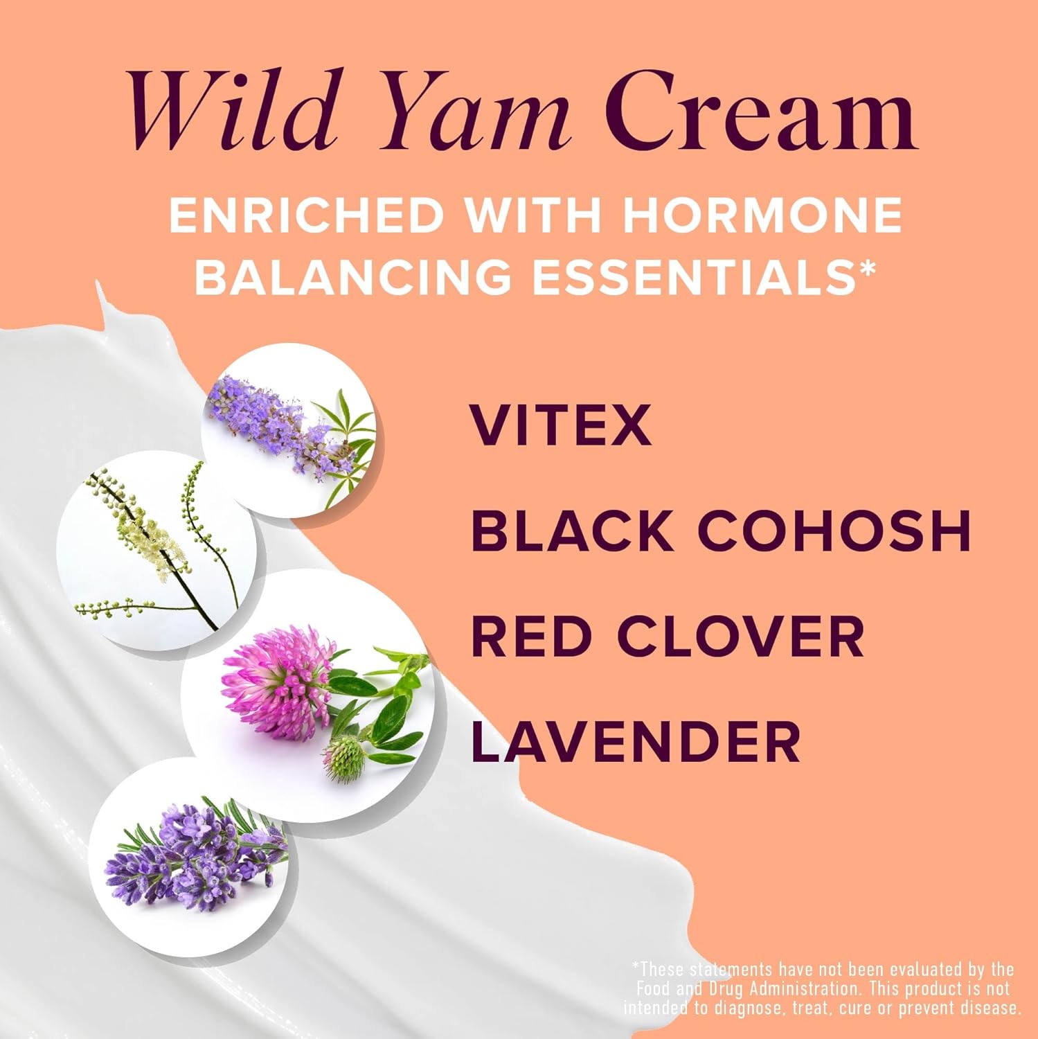Wild Yam Cream for Hormone Balance | 3450mg Wild Yam for Herbal Menopause & PMS Support | Enriched with Vitex, Black Cohosh, Lavender & More | Estrogen & Progesterone Free Balancing Cream | 4 Oz. - Image 2