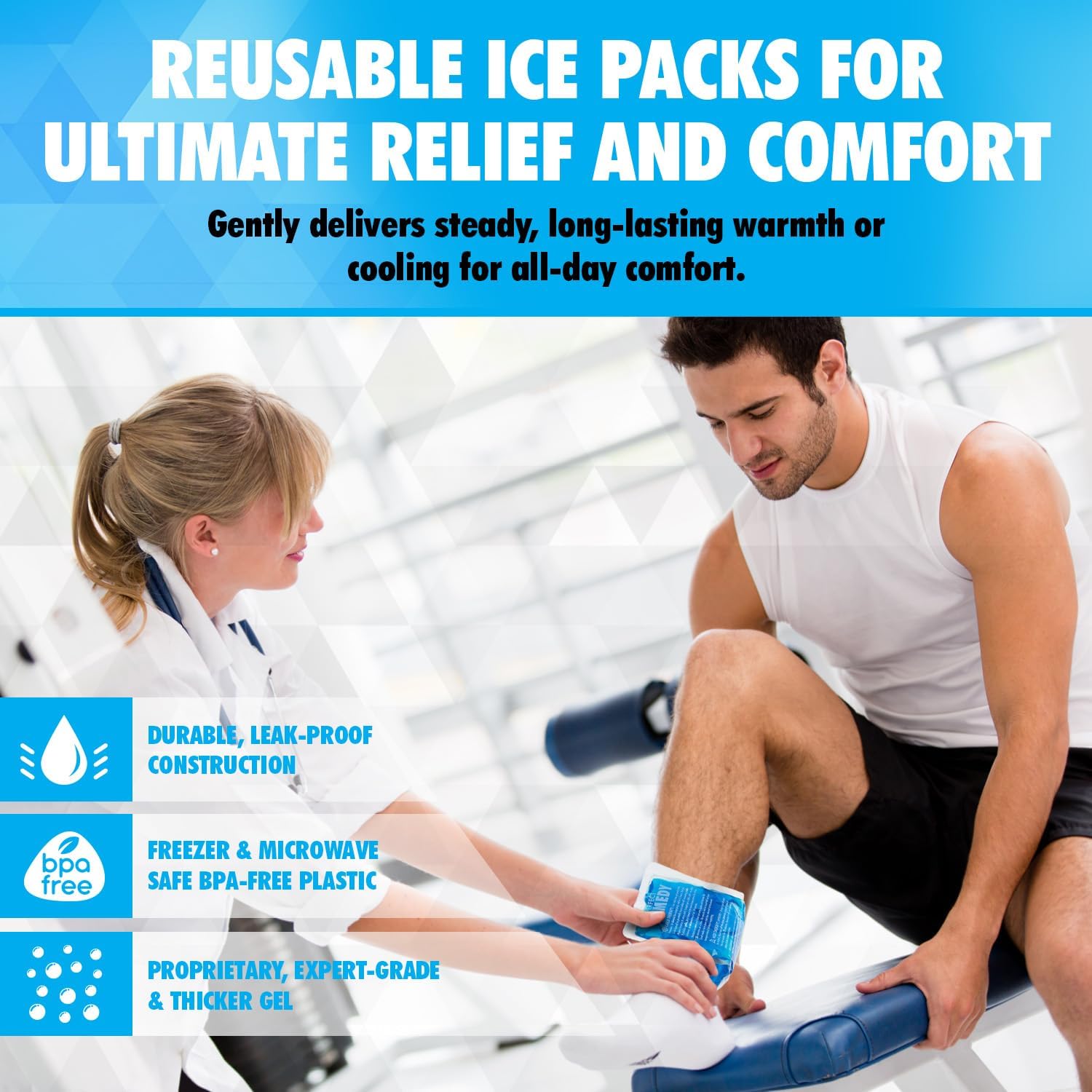 Perfect Remedy 2-Pack Gel Ice Packs for Injuries - Reusable, Soft & Flexible Hot & Cold Compress, Soothing Aid for Sprains, Strains, Soreness conditions, Alternative to Hot Water Bottles (Blue, Large) - Image 2