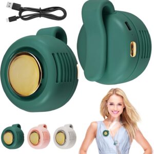 2026 New Portable Clip-On Fan, 360° Rotatable Mini Bladeless Fan for Shirt & Waist, 3-Speed Quiet Wearable Personal Fan, USB-C Rechargeable Whirlwind Fan for Outdoor, Travel & Stroller (Green)