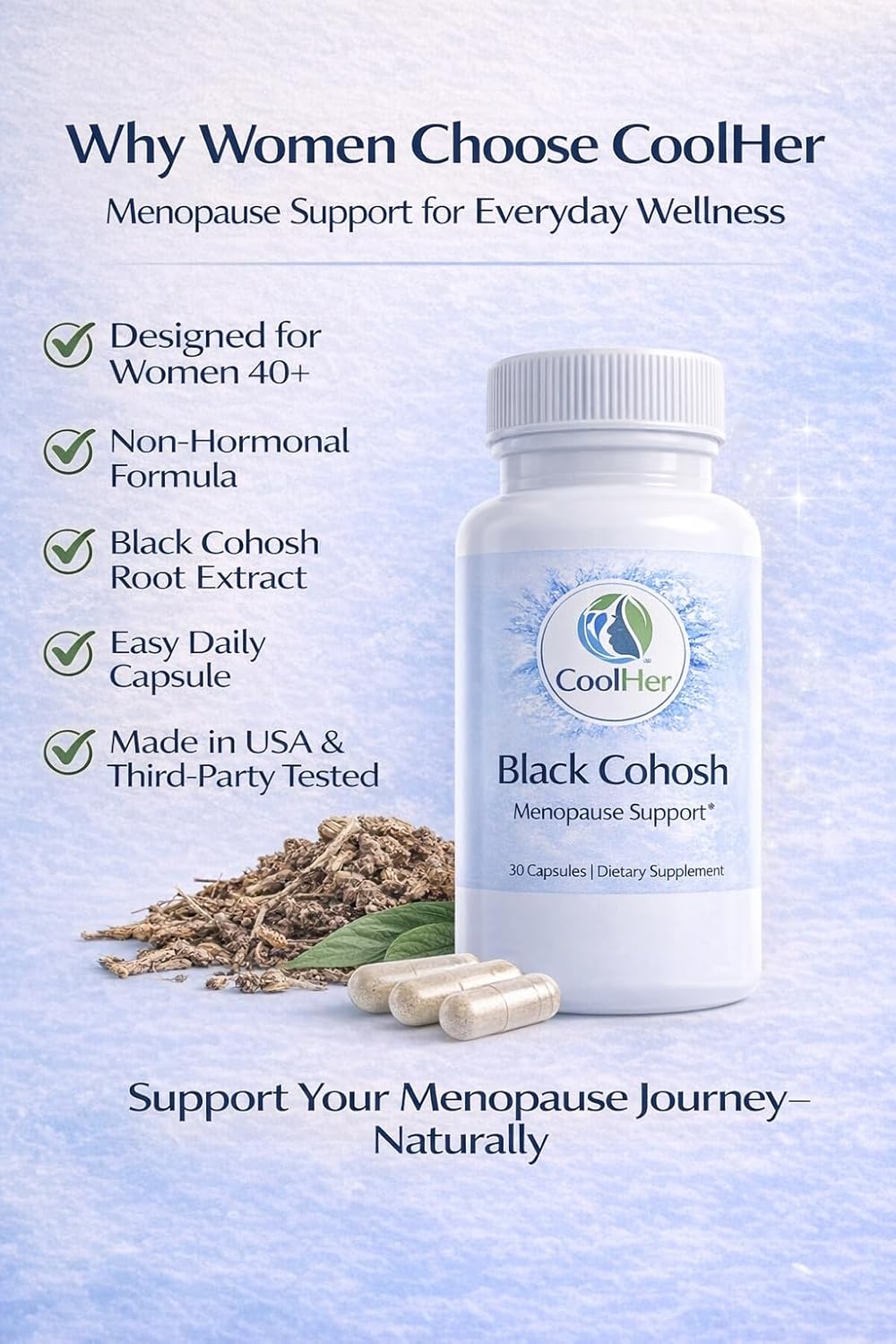 Menopause Support for Women – Hot Flash & Night Sweat Relief – Black Cohosh Supplement – Non-GMO, Gluten-Free – 30 Capsules - Image 4