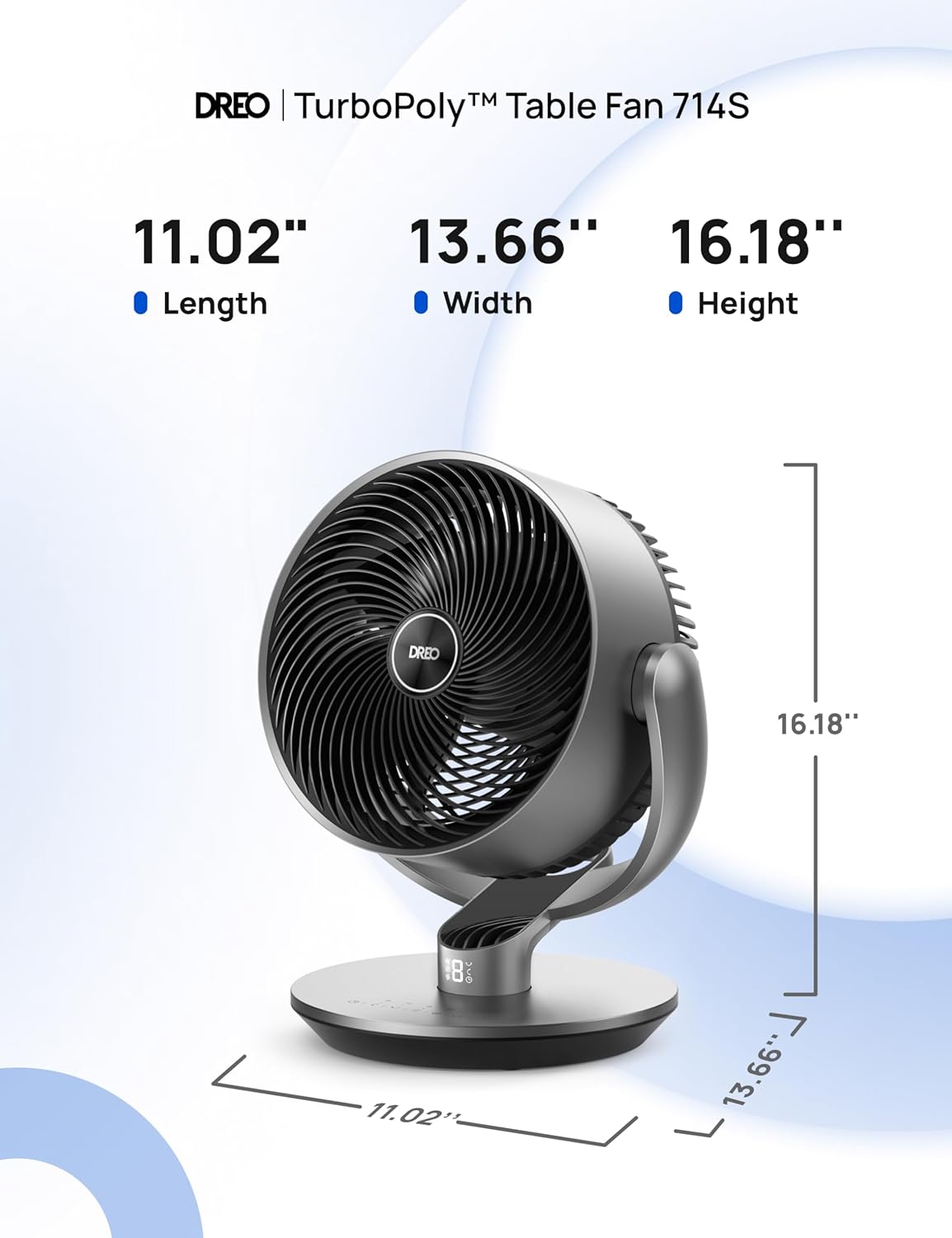 Dreo 16 Inch 25dB Quiet Smart Fans for Bedroom, DC Room Fan with Remote, 120°+120° Oscillating Fan, 6 Modes, 9 Speeds, 12H Timer,Works Alexa/Google/WiFi/Voice Control, Silver, Oversize (DR-HAF004S) - Image 9