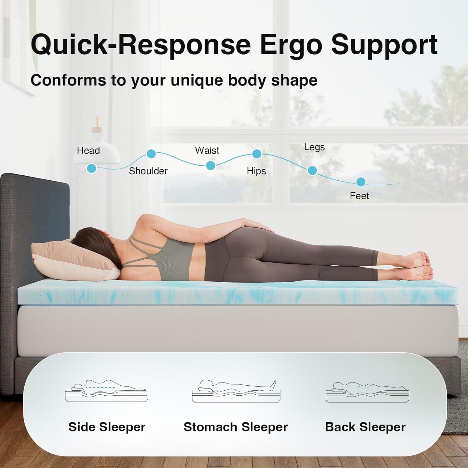 Novilla Memory Foam Mattress Topper Queen - 2 Inch Cooling Gel Infused Memory Foam | Slow-Rebound Pressure Relief | CertiPUR Certified | Comfort for Sleeper Sofa, RV, Camper, Dorm Room - Image 5