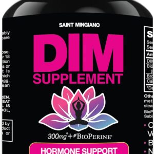 DIM Supplement 300 mg - Hormone Balance for Women, | Estrogen Supplement for Women with Hot Flashes & Night Sweats | Aids in Menopause Symptoms, Estrogen & Oestrogen. 60 Capsules