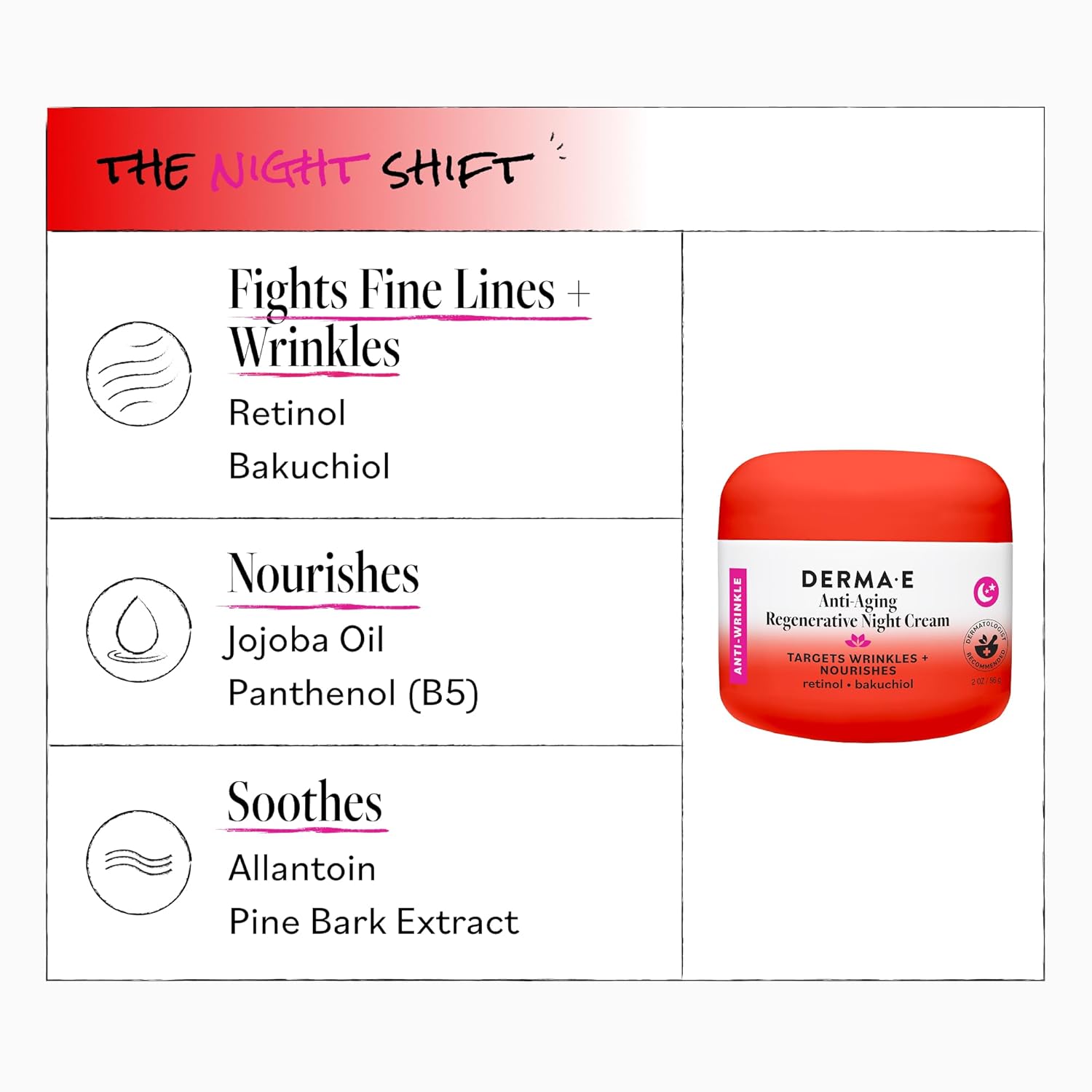 Derma E Anti-Aging Regenerative Night Cream – Firming Astaxanthin Moisturizer For Face – Lightweight Overnight Anti-Wrinkle Cream With Jojoba Oil And Vitamin E, 2 oz - Image 6