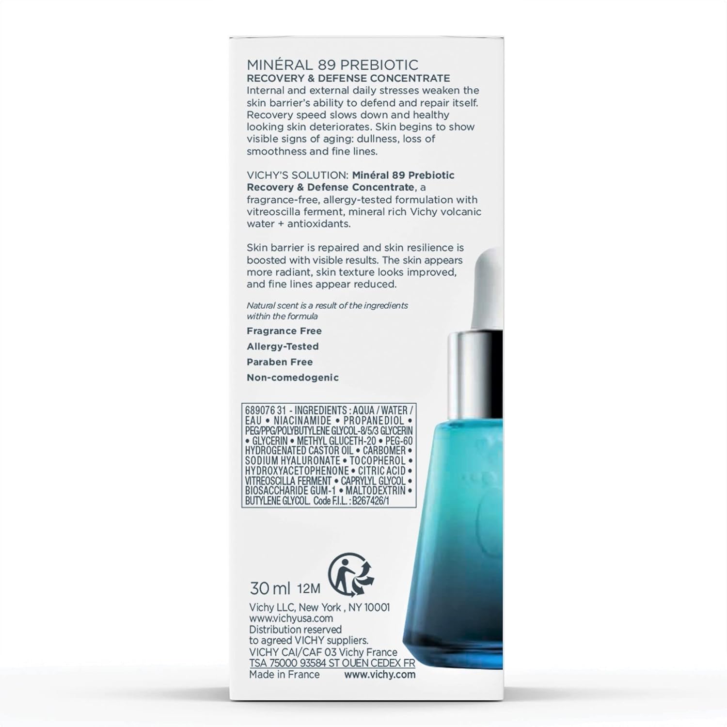 Vichy Mineral 89 Prebiotic Defense & Recovery Concentrate, Niacinamide Serum For Face, Skin Barrier Repair Seum With Antioxidants, Pore Minimizer & Hydrating Serum For Dull, Dry Skin - Image 8