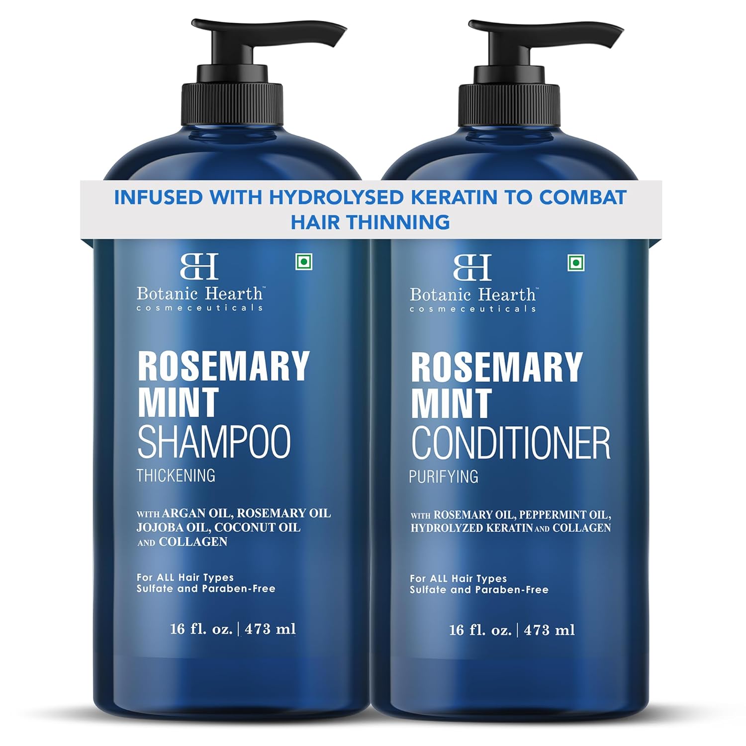 Botanic Hearth Rosemary Mint Shampoo and Conditioner Set, Thickening Formula, Promotes Hair Growth and Scalp Health Sulfate Free & Paraben Free, for Men & Women | 16 fl oz each - Image 2
