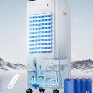 Landeagle 32″ Portable Evaporative Air Cooler – 1800 CFM Swamp Cooler with 120° Oscillation, 4.2 Gal Tank, 12H Timer, Remote Control – Indoor Cooling Fan (Snow White)