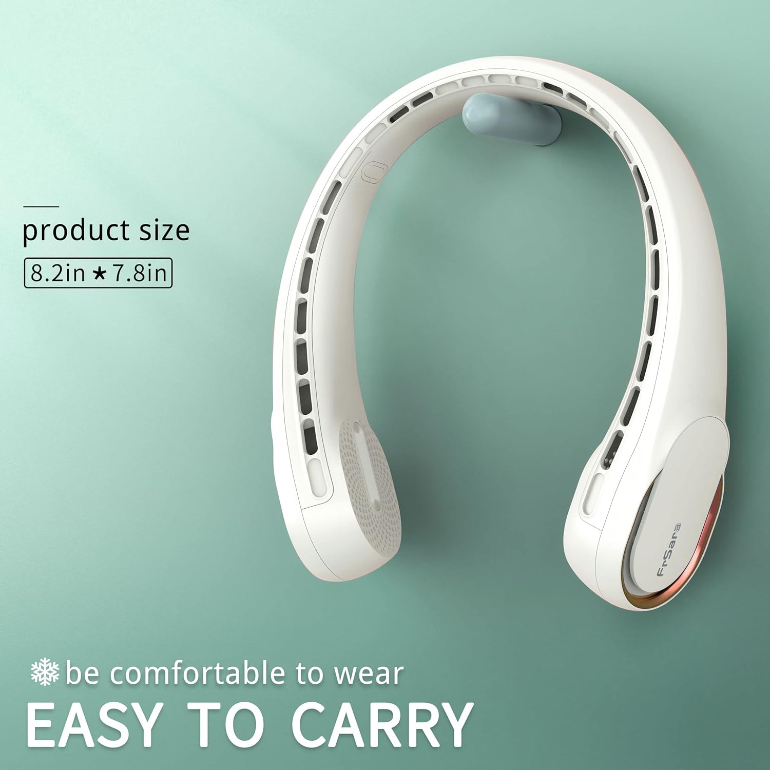 FrSara Neck Fan, Portable Personal Fan Strong Wind, 4000mAh, Air Volume,360° Cooling, No Hair Twisting, Air Volume On 2 Sides, Non-Slip, Quick Charge, Long Use Time, Birthday Gift for Women, Dad, Men - Image 6