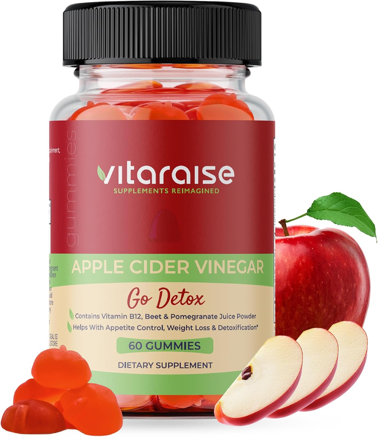 Apple Cider Vinegar Gummies - ACV with Mother Gummies for Weight Loss - Detox & Digestion Support - 1000mg - Keto ACV Gummies B9 & B12 - Metabolism Booster - Vegan, Non-GMO, Gluten-Free - 60 Chews