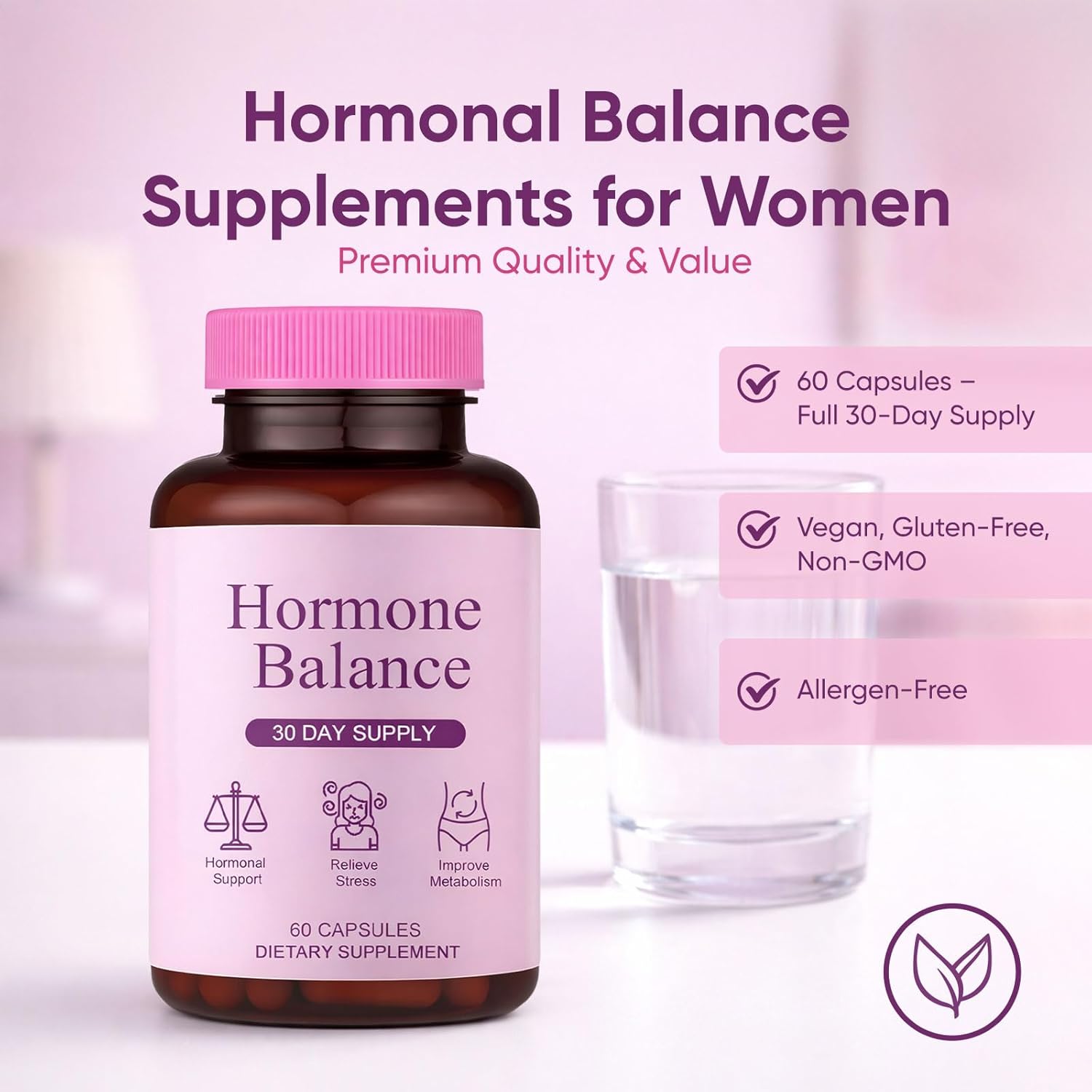 Hormone Balance for Women | Dietary Supplement, Supports Healthy Cortisol Levels & Stress Relief | Mood, Sleep, Energy | Ashwagandha, Ginseng, Maca | 60 Capsules - Image 6