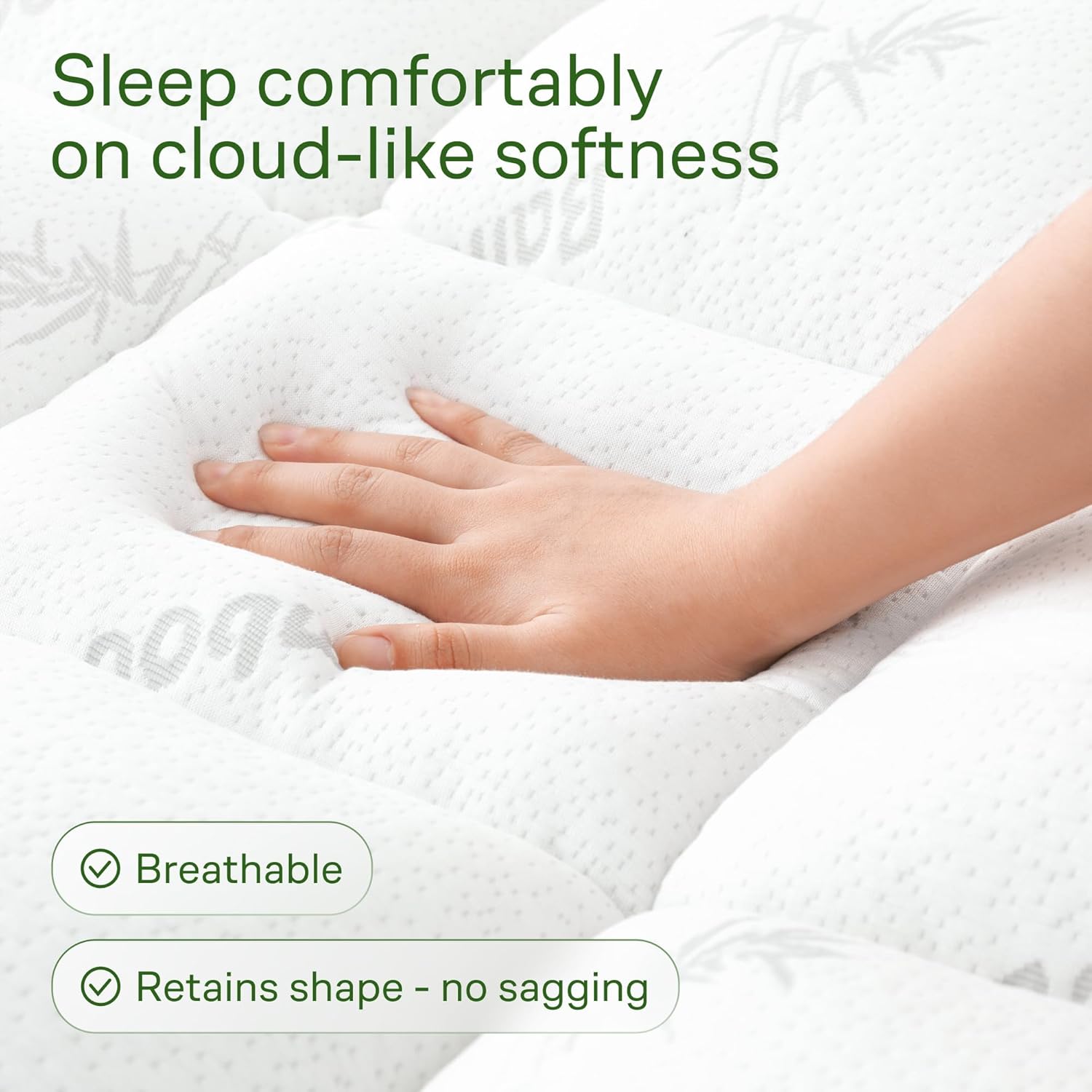 Ultra Soft Twin XL Size Mattress Topper - Viscose Made from Bamboo Pillow Top Mattress Pad for Back Pain Relief - Naturally Cooling for Hot Sleepers, White - Image 2