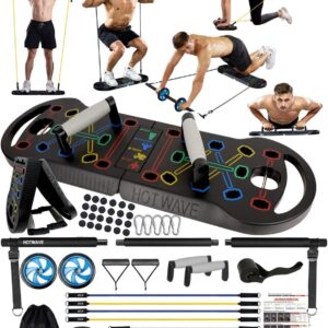 HOTWAVE Push Up Board Fitness, Portable Foldable 20 in 1 Push Up Bar at Home Gym, Pushup Handles for Floor. Professional Strength Training Equipment For Man and Women