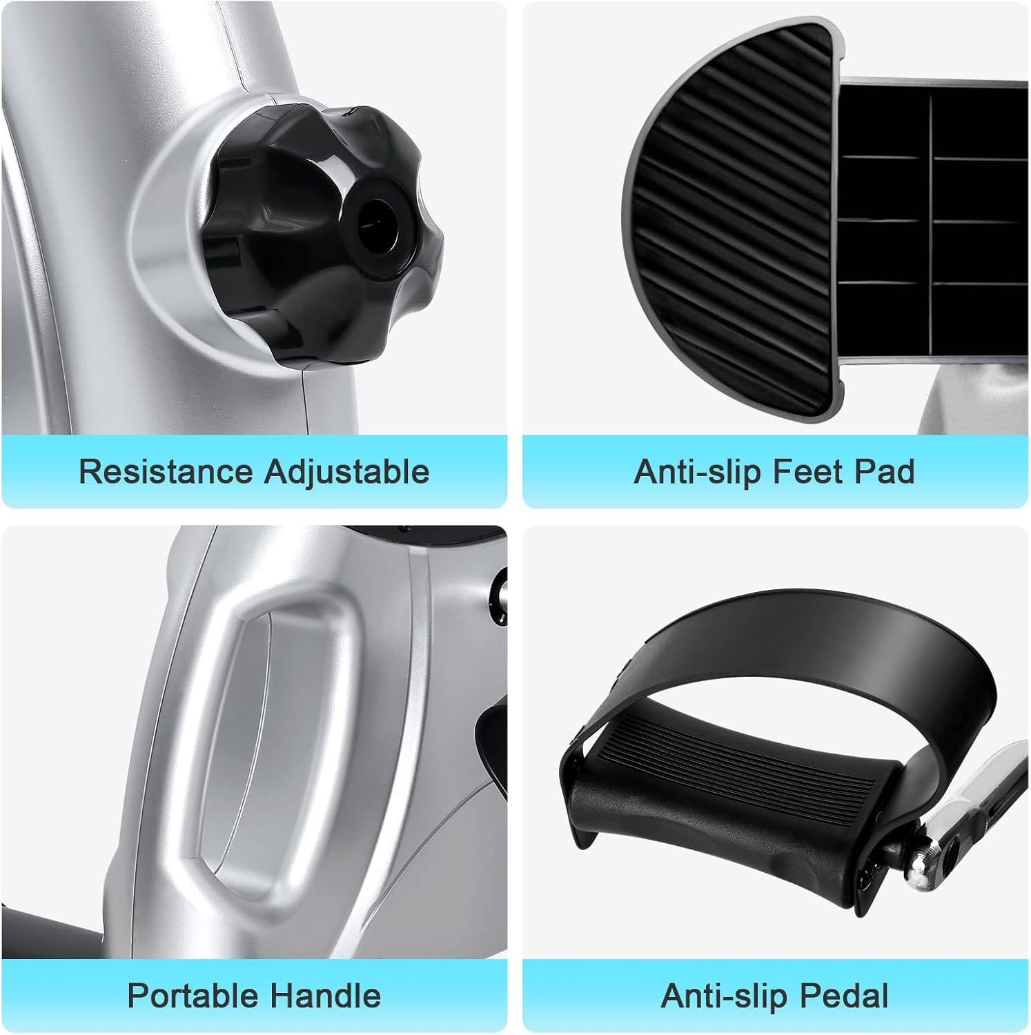 Mini Exercise Bike, himaly Under Desk Bike Pedal Exerciser Portable Foot Cycle Arm & Leg Peddler Machine with LCD Screen Displays - Image 6