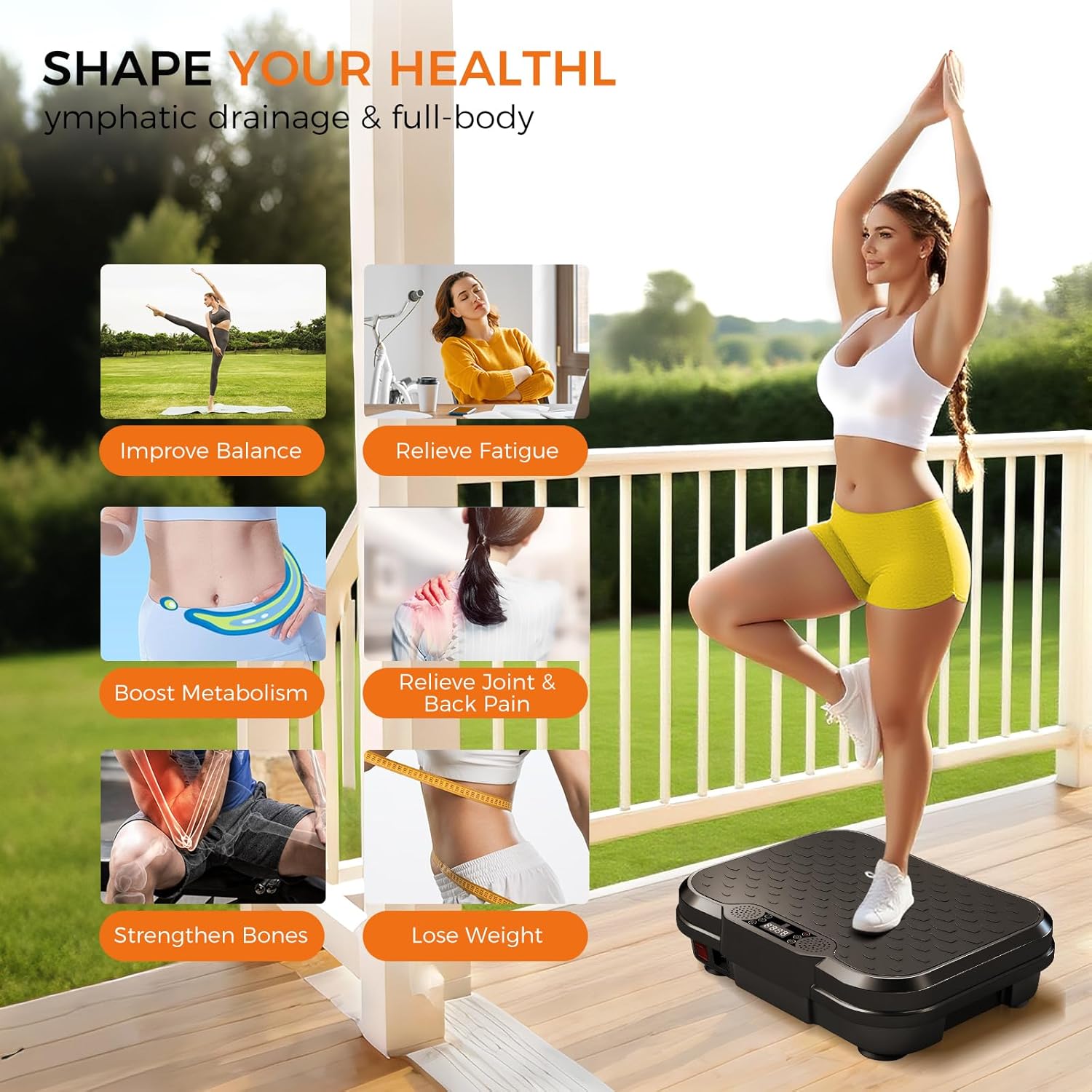 NXSCI Vibration Plate Exercise Machine,Vibrating Platform for Lymphatic Drainage with 250 Speeds,500 lbs Weight Capacity,Vibrated Plates for Weight Loss,Full Body Workout Equipment for Fitness at Home - Image 2