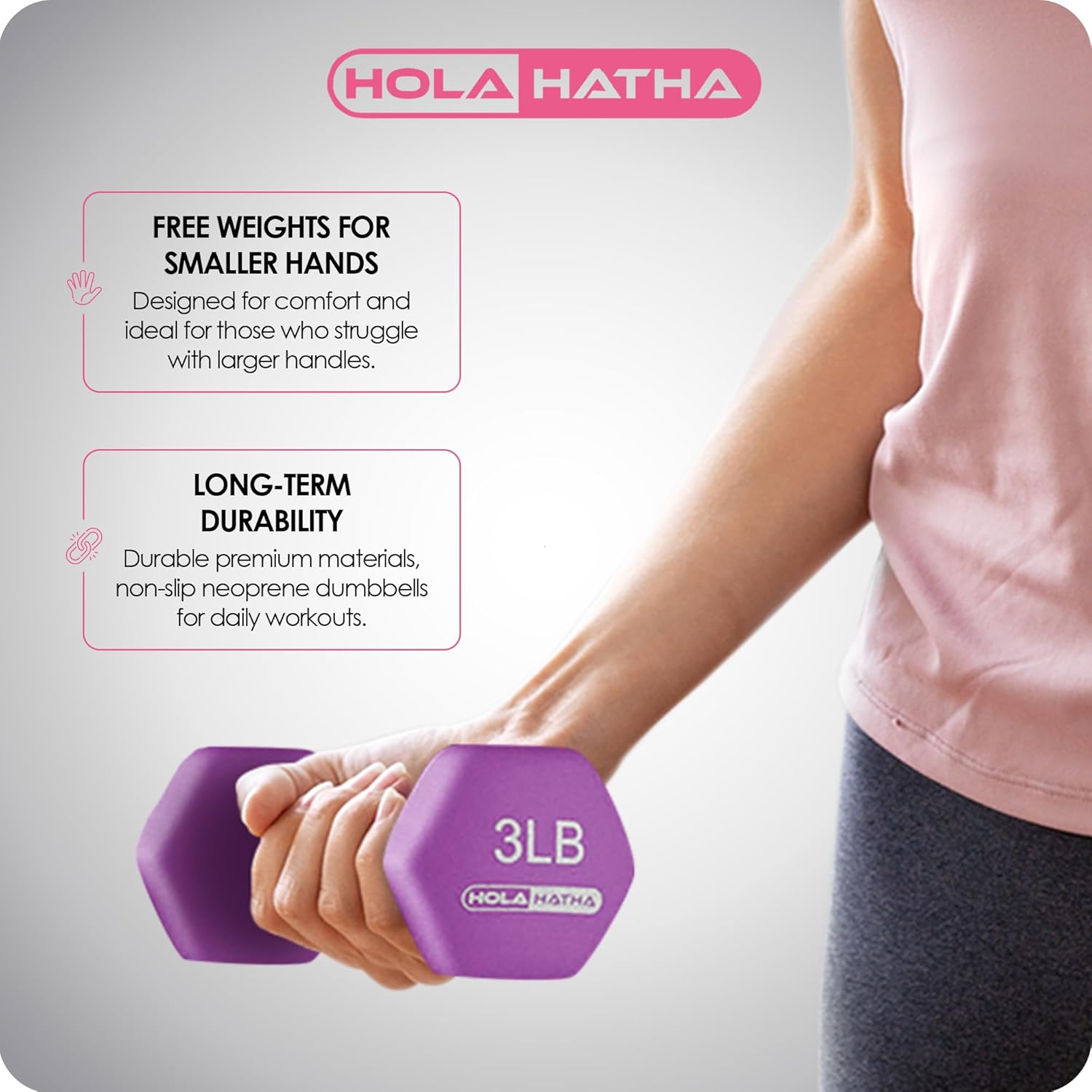 HolaHatha Neoprene Dumbbell Weights Set w/Rack, Home Gym Equipment - Portable Weighted Exercise Dumbbells for Fitness, Training, and Lifting Workouts - Image 5