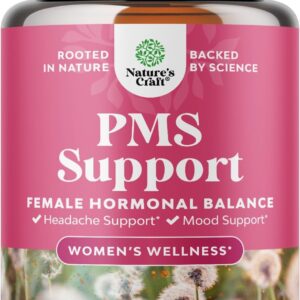 PMS Support Supplement for Women – Hormone Balance for Women & Menstrual Discomfort with DIM, Chasteberry, Black Cohosh & Ashwagandha - for Period Cramps Ease, Menopause Bloating, Mood Swing – 60 Ct