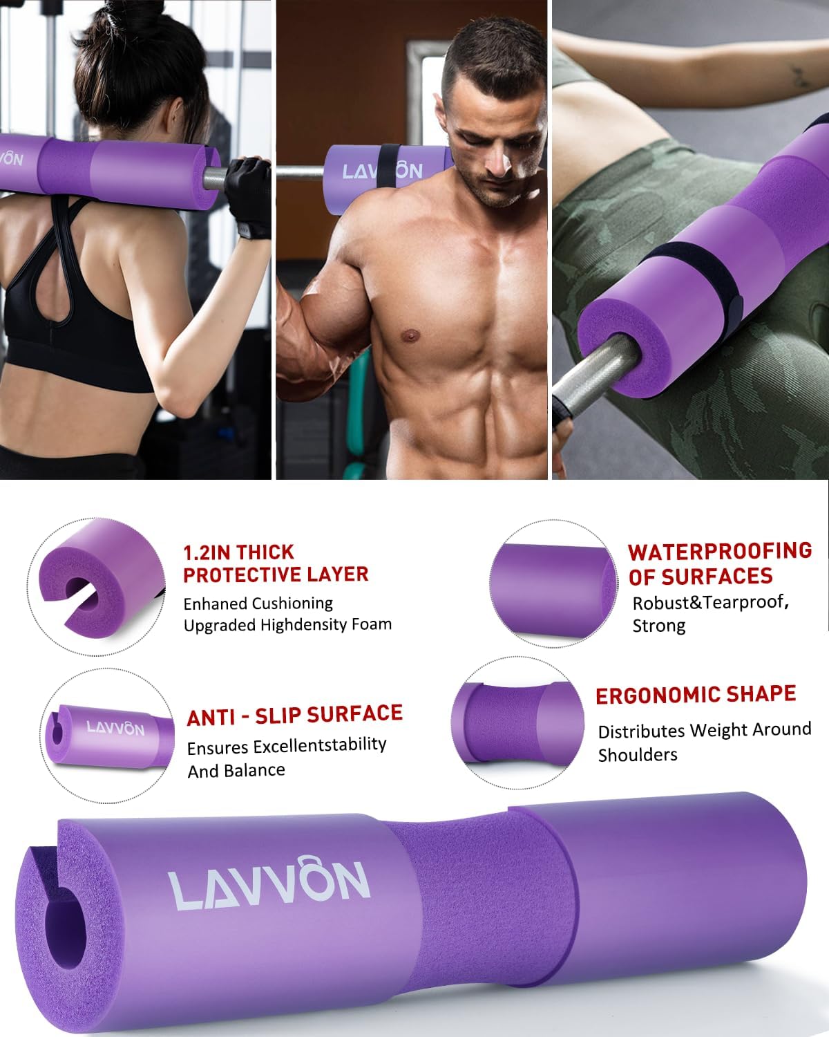 7Pcs-Barbell Pad Set for Hip Thrust - Squat Pad, Bench Press Workout Foam Weight Lifting Bar Cushion,Gym Accessories for Women with Bar Bad,with Gym Ankle Straps,Hip Resistance Bands,Lifting Strap - Image 3
