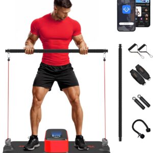 Smart Portable Home Gym Workout Strength Training Cable Machine, All in one Gym,Functional Full Body Fitness Equipment, 220LBS Resistance,Compact for Small Space, Travel & Home Exercise Red Black