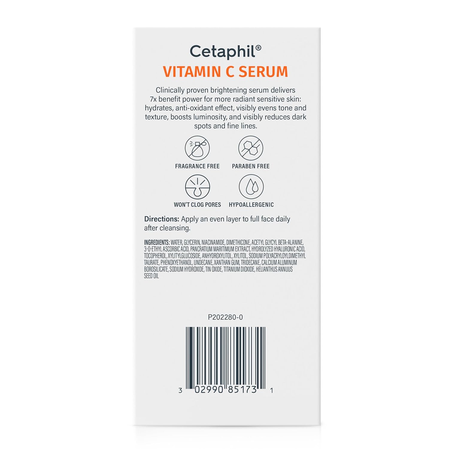 Cetaphil Vitamin C Serum, Visibly Reduces Look of Dark Spots and Hyperpigmentation, Formulated with Niacinamide, Designed for Sensitive Skin, Fragrance Free, Dermatologist Tested, 1oz - Image 2