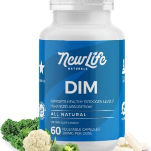 NewLife Naturals DIM Supplement 300mg for Women & Men - Hormonal Acne, Estrogen Balance Pills, Post Menopause Relief | Healthy Estrogen Level | Hormonal Balance - Bioperine | PCOS - 60 Day Supply