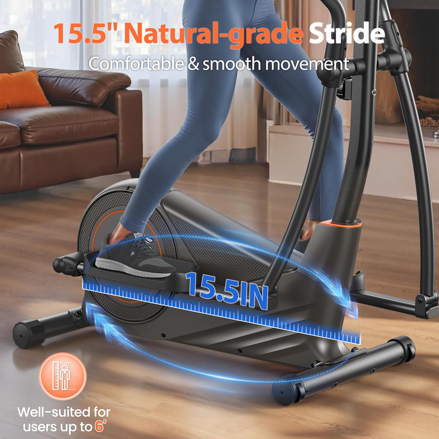 Niceday Elliptical Exercise Machine, Elliptcal Machine for Home, 15.5IN&16IN&20IN Stride Elliptical Machine, 500LBS Loading Capacity, Elliptcal Training Machine with 16 Level Resistance - Image 2