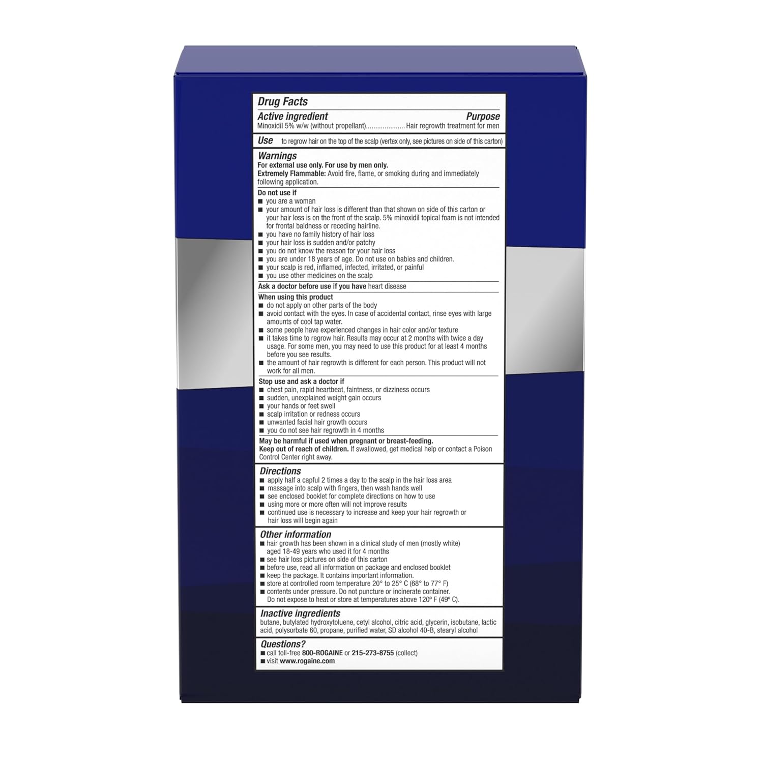 Men’s Rogaine 5% Minoxidil for Men Foam, Clinically Proven Regrowth for Thinning Hair, Topical Hair Loss Treatment, Unscented Topical Aerosol, Results in 8–16 Weeks, 3-Month Supply, 3 x 2.11 oz - Image 8