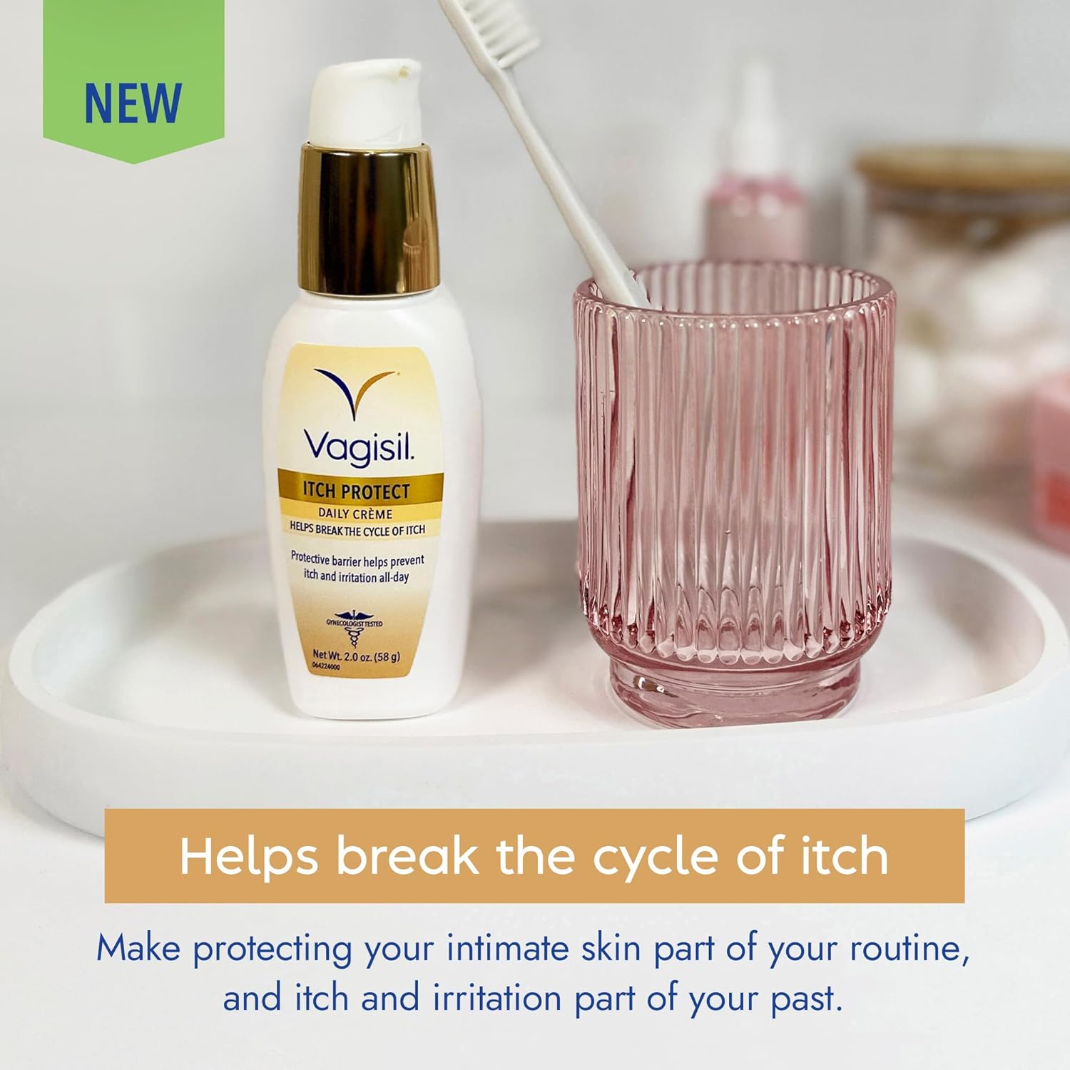 Vagisil Itch Protect Daily Creme with Prebiotic Oatmeal, Fragrance-Free Protective Formula with Shea Butter and Sunflower Oil, pH Balanced Fast-Absorbing Moisturizer, Hypoallergenic, 2 oz - Image 3