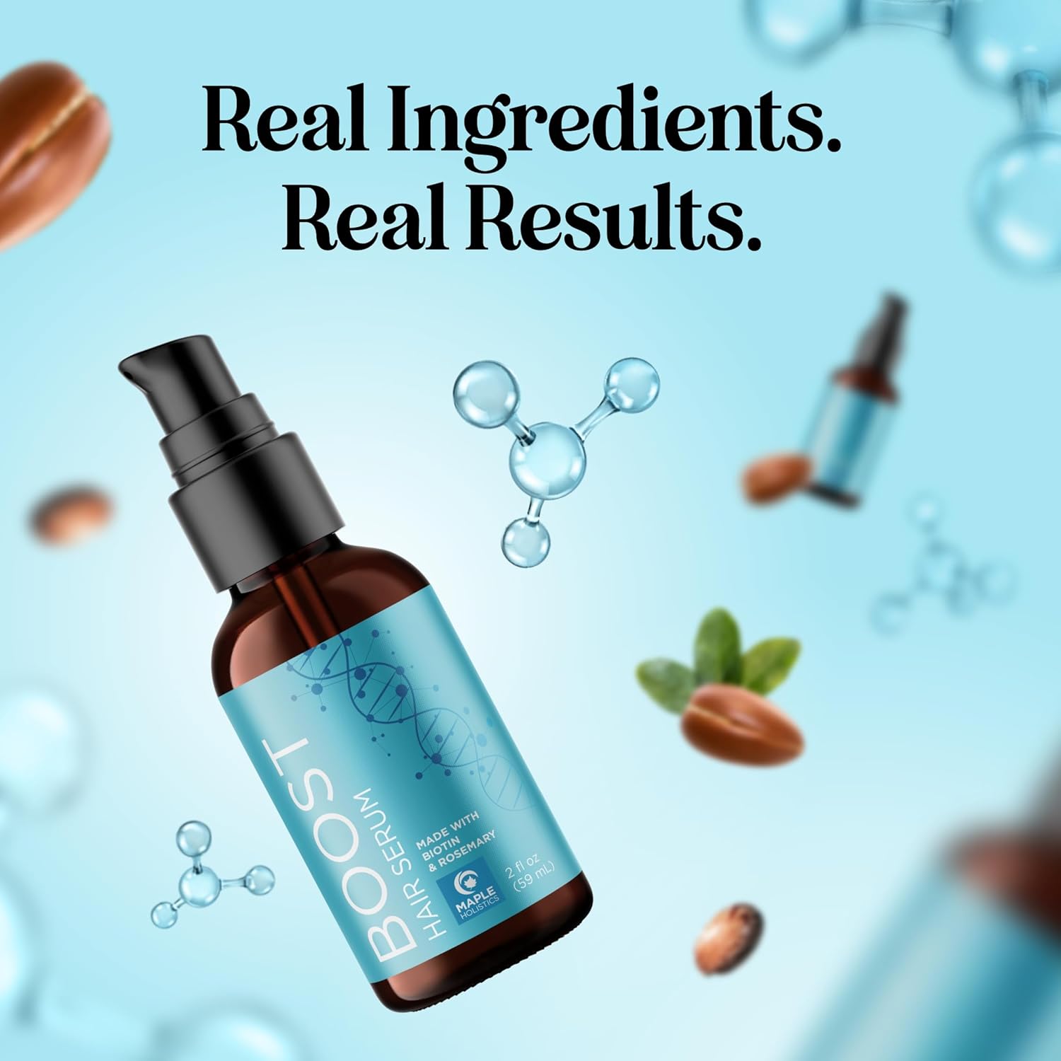 Volumizing Biotin Hair Serum for Men & Women - Caffeine Serum for Hair and Scalp Care with Peppermint Black Castor & Rosemary Oil for Enhanced Volume Shine & Hydration - Vegan & Cruelty Free (2 Fl Oz) - Image 9