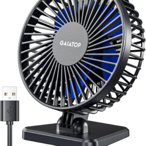 Gaiatop USB Desk Fan, Small But Powerful, Personal Portable Quiet 3 Speeds, Adjustable Mini Table Desktop fan for Cooling Home Office Car Summer Travel Gifts Blue